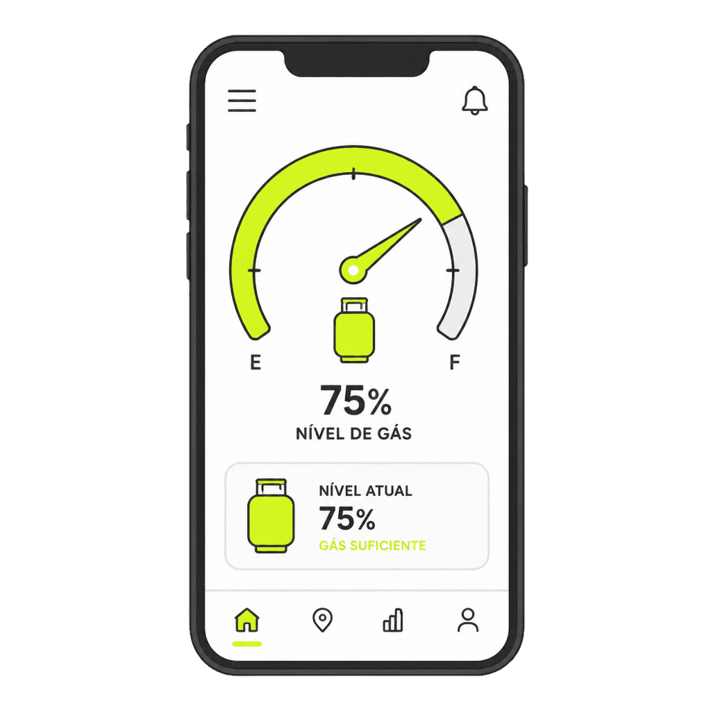App da Gás Aí monitorando o botijão